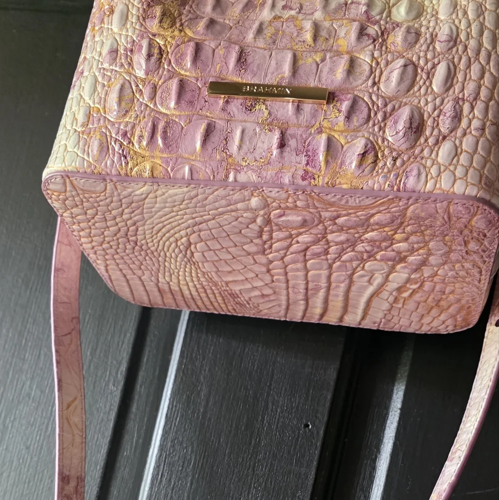 Brahmin Mini Amelia Lilac Melbourne Bucket Bag / Crossbody - Picture 3 of 16